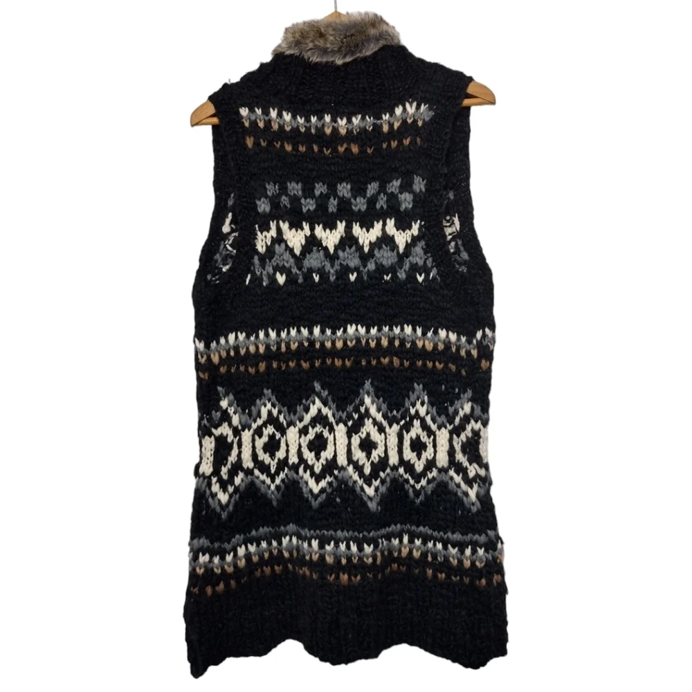 S.Oliver Knit Faux Fur Trim Open Front Cardigan
